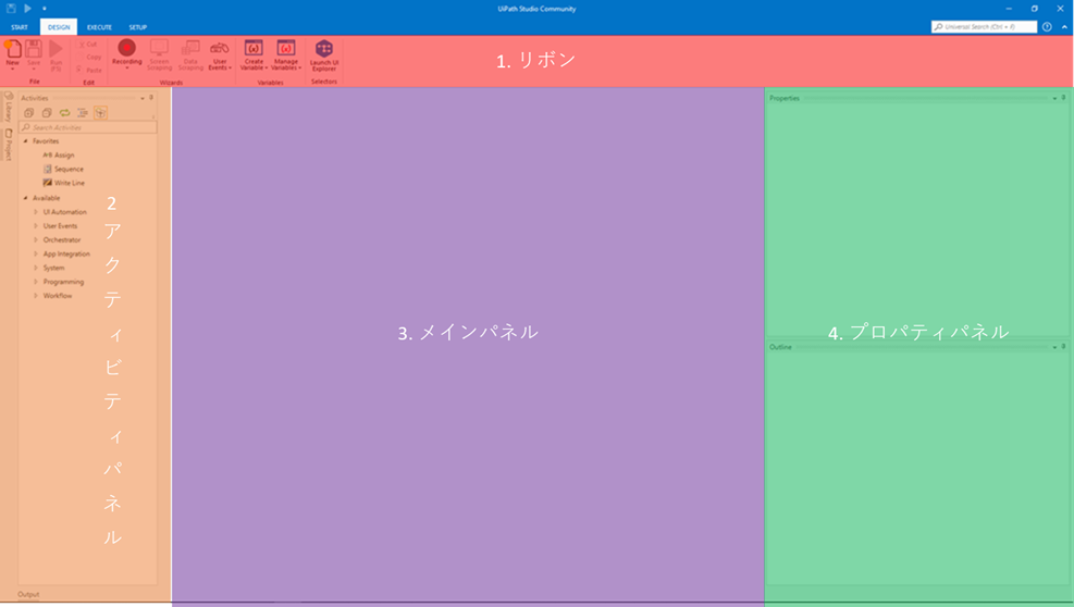 UiPath Studioの画面説明